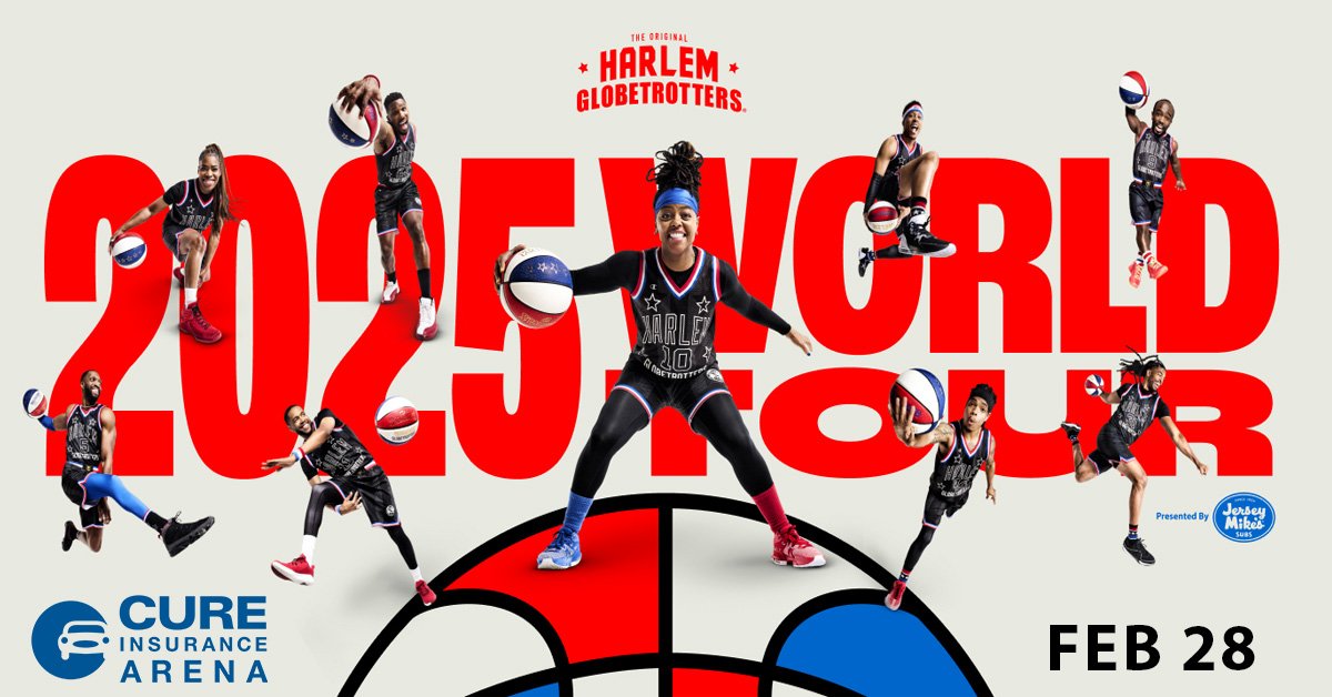 Enter to win tickets to see the Harlem Globetrotters at Cure Insurance Arena! 