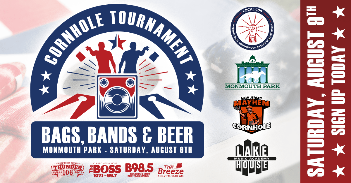 Bags, Bands & Beer at Monmouth Park on Saturday, August 9th